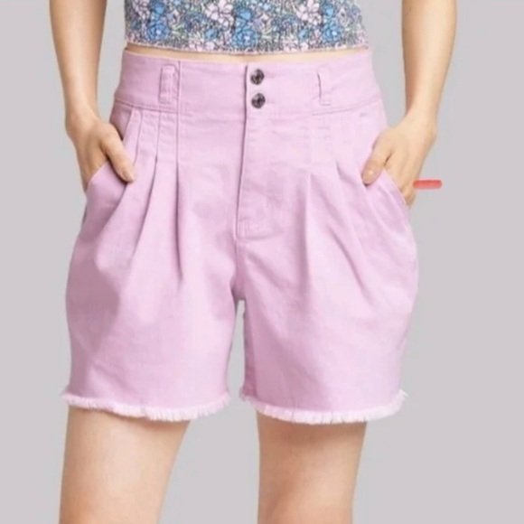Wild Fable Super High Rise Pleated A-Line Shorts Purple - Picture 2 of 15